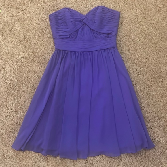 Mori Lee Periwinkle Strapless Tulle Dress - Picture 1 of 14